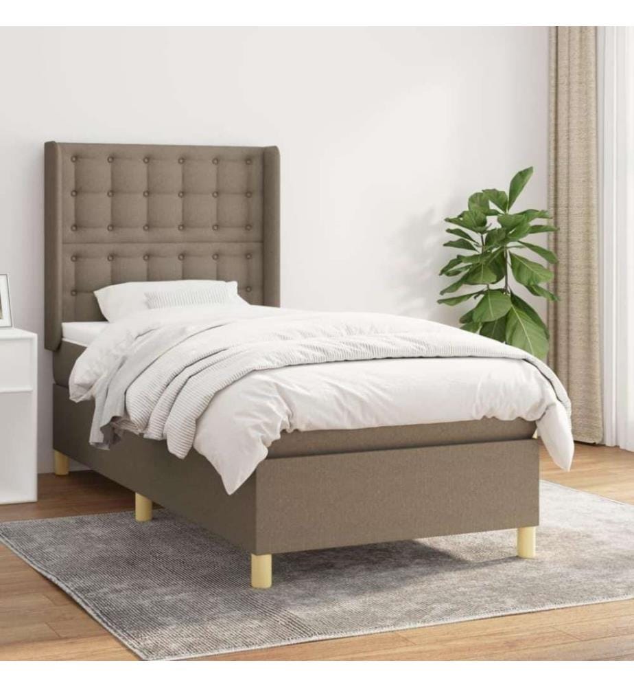 Boxspringbett mit Matratze Taupe 100x200 cm Stoff