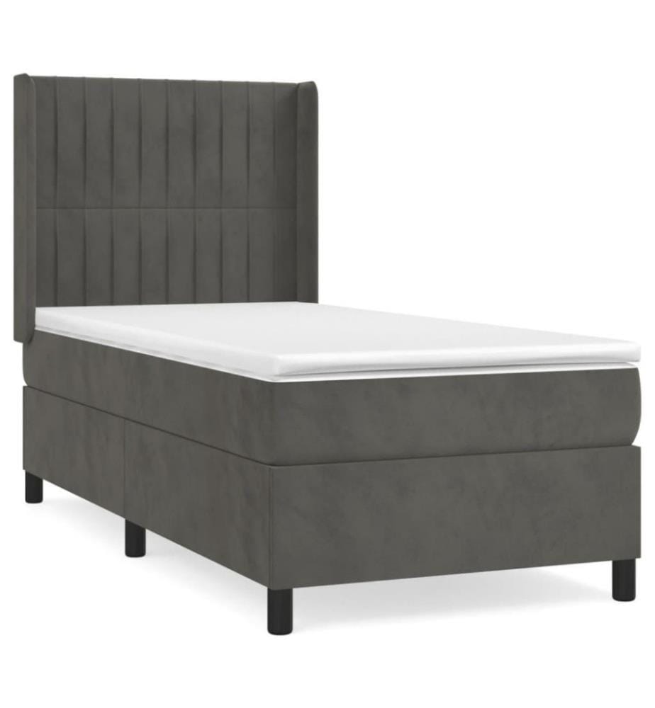 Boxspringbett mit Matratze Dunkelgrau 100x200 cm Samt