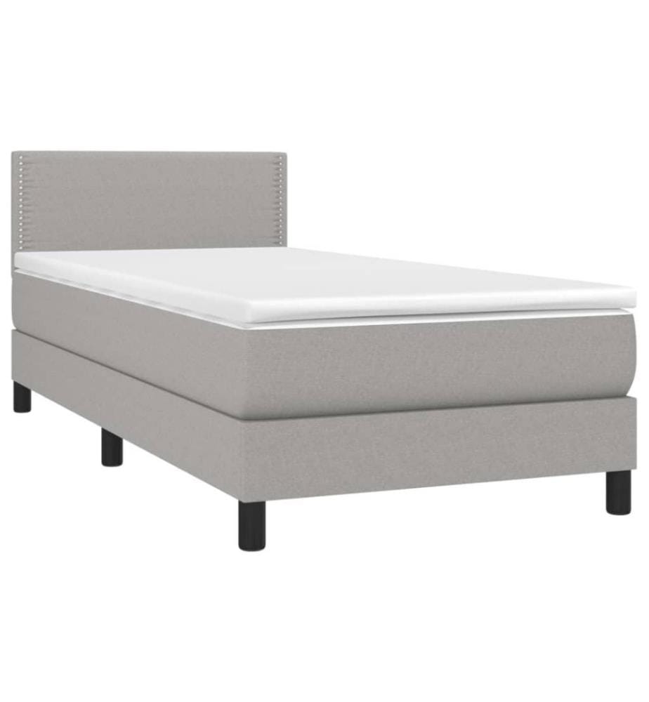Sommier tapissier avec matelas et LED Gris clair 90x200cm Tissu