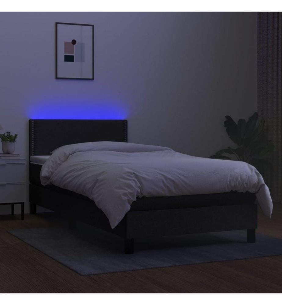 Boxspringbett mit Matratze & LED Schwarz 100x200 cm Stoff