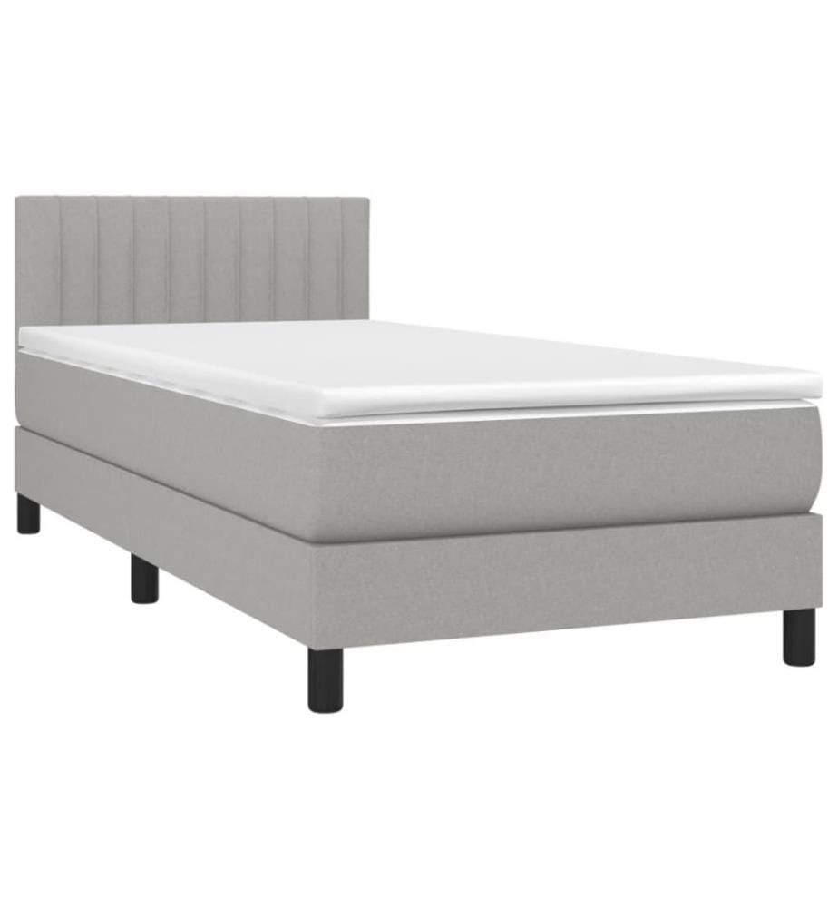 Boxspringbett mit Matratze & LED Hellgrau 100x200 cm Stoff