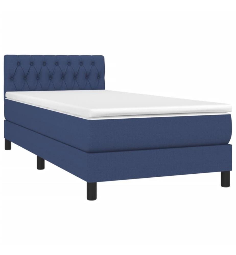 Boxspringbett mit Matratze & LED Blau 100x200 cm Stoff