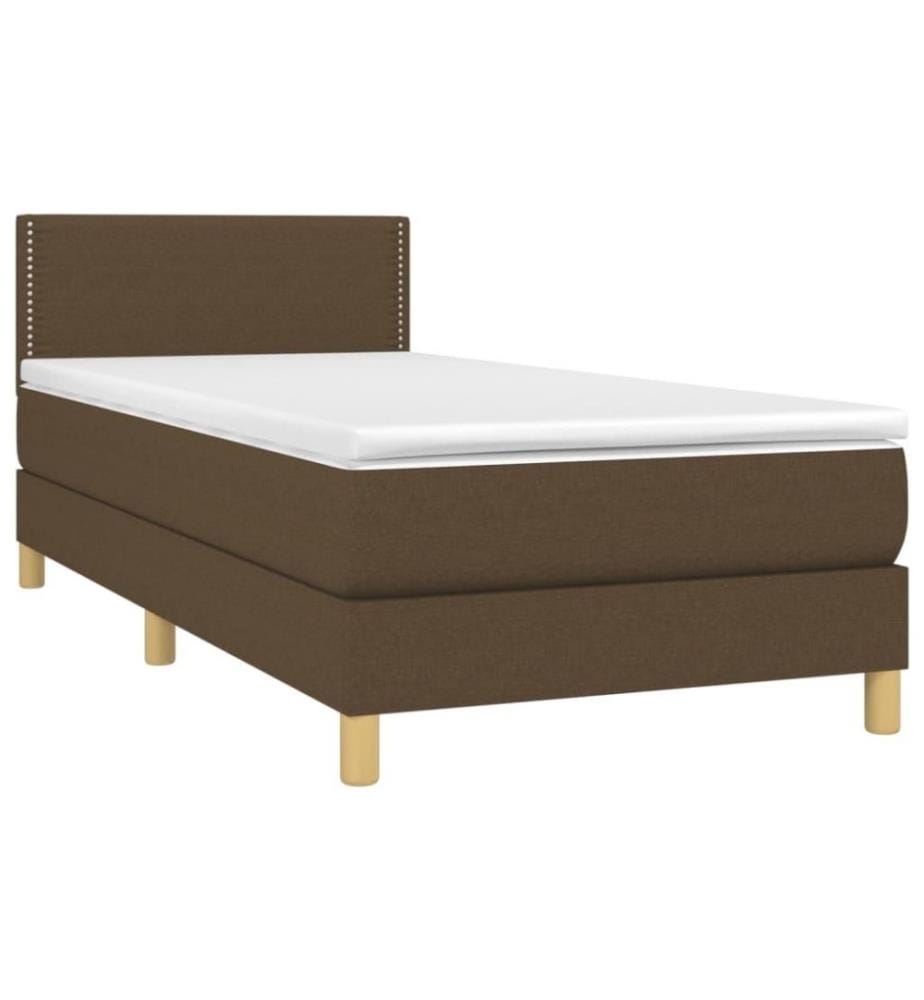Boxspringbett mit Matratze & LED Dunkelbraun 100x200 cm Stoff