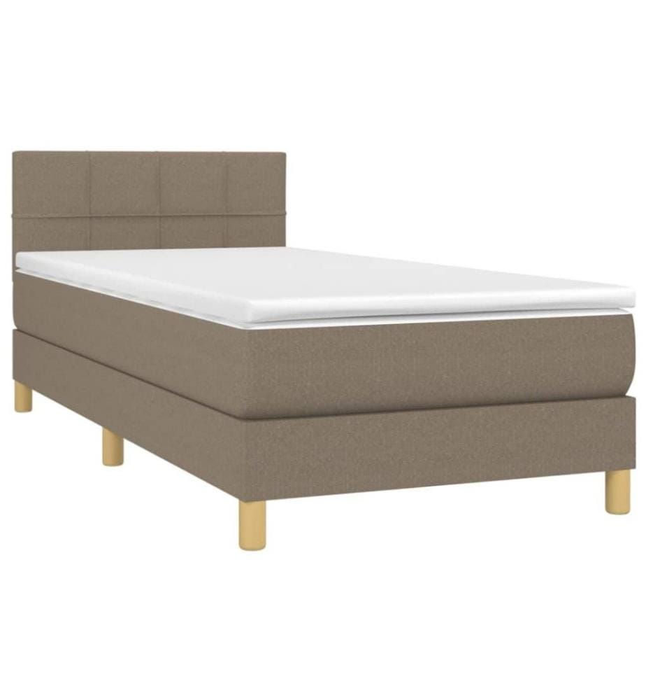 Boxspringbett mit Matratze & LED Taupe 100x200 cm Stoff