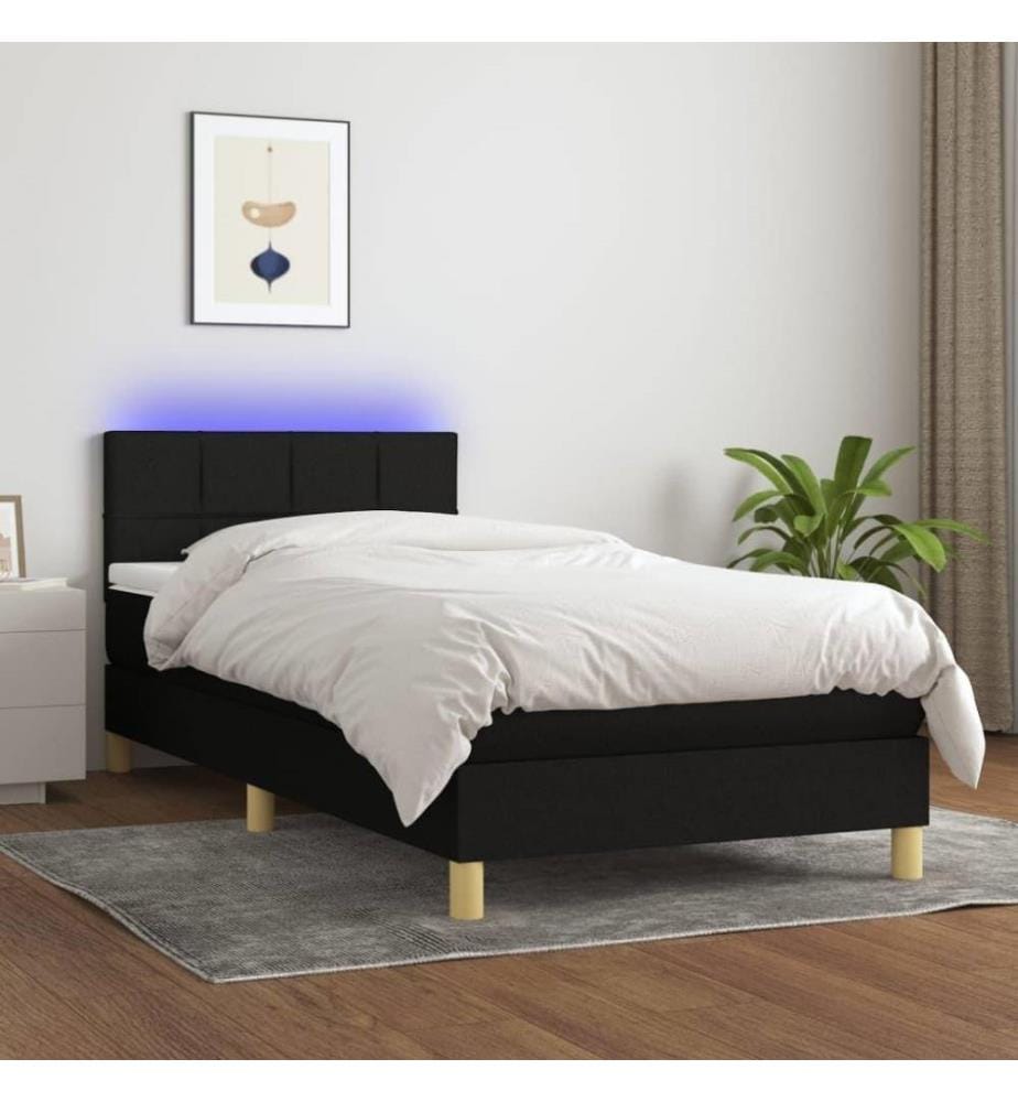 Boxspringbett mit Matratze & LED Schwarz 100x200 cm Stoff