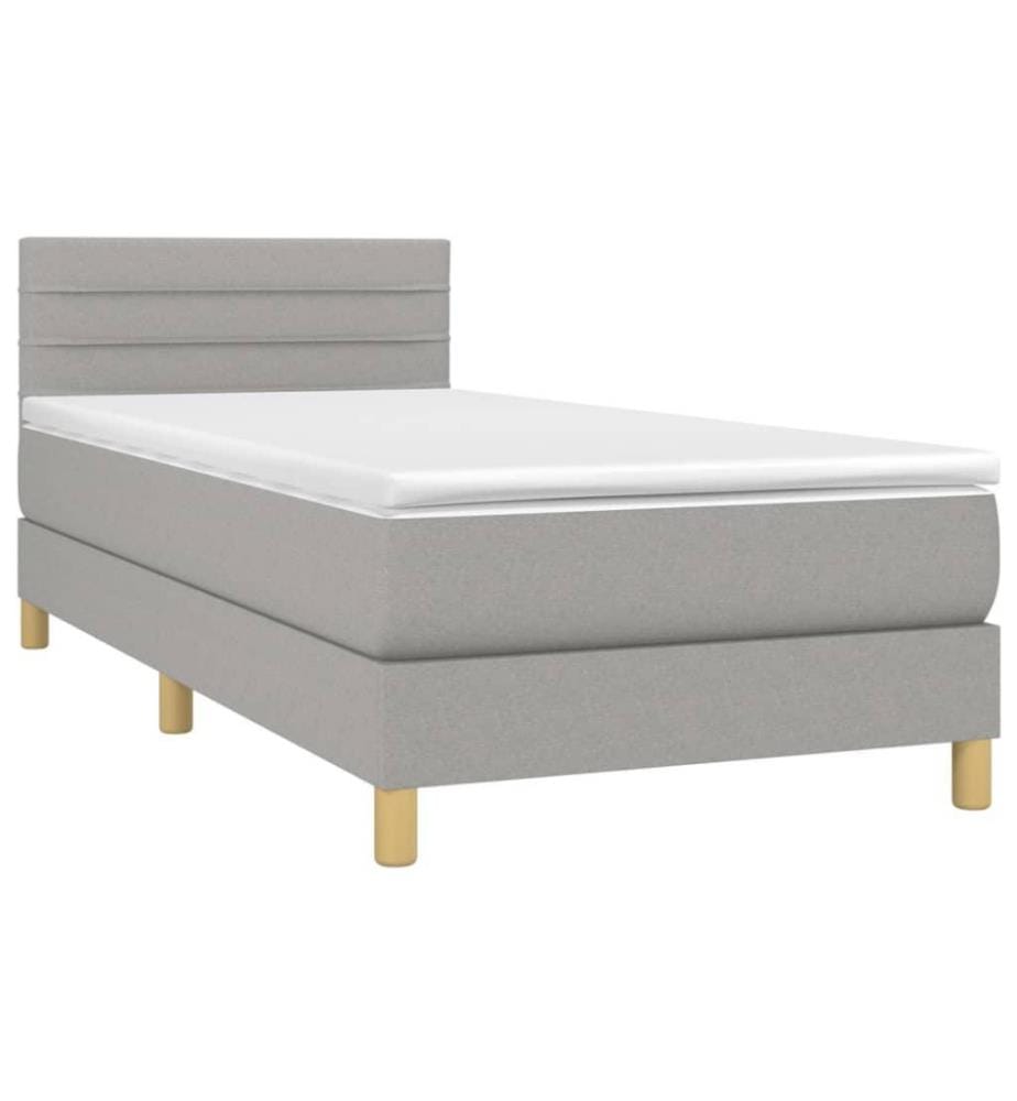 Boxspringbett mit Matratze & LED Hellgrau 100x200 cm Stoff