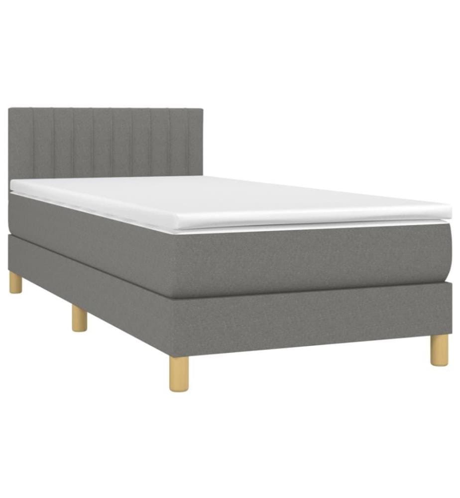 Boxspringbett mit Matratze & LED Dunkelgrau 100x200 cm Stoff