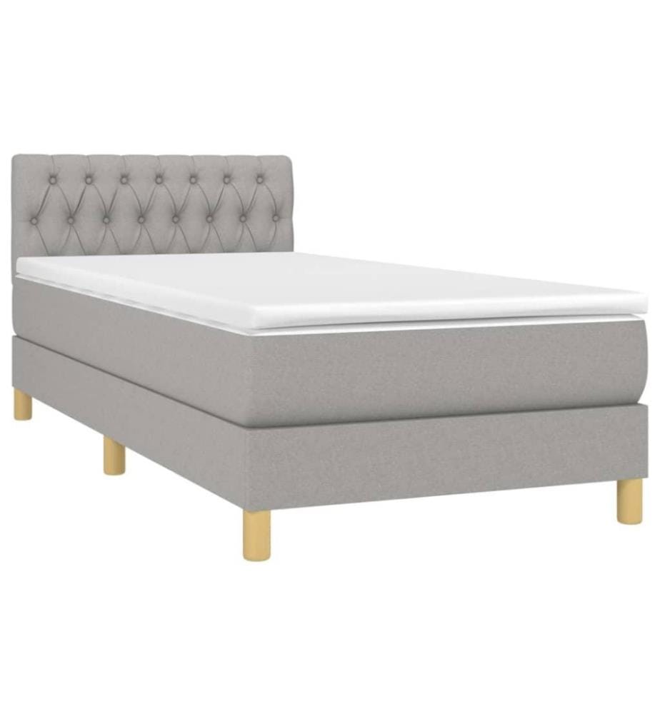 Sommier tapissier avec matelas et LED Gris clair 90x200cm Tissu