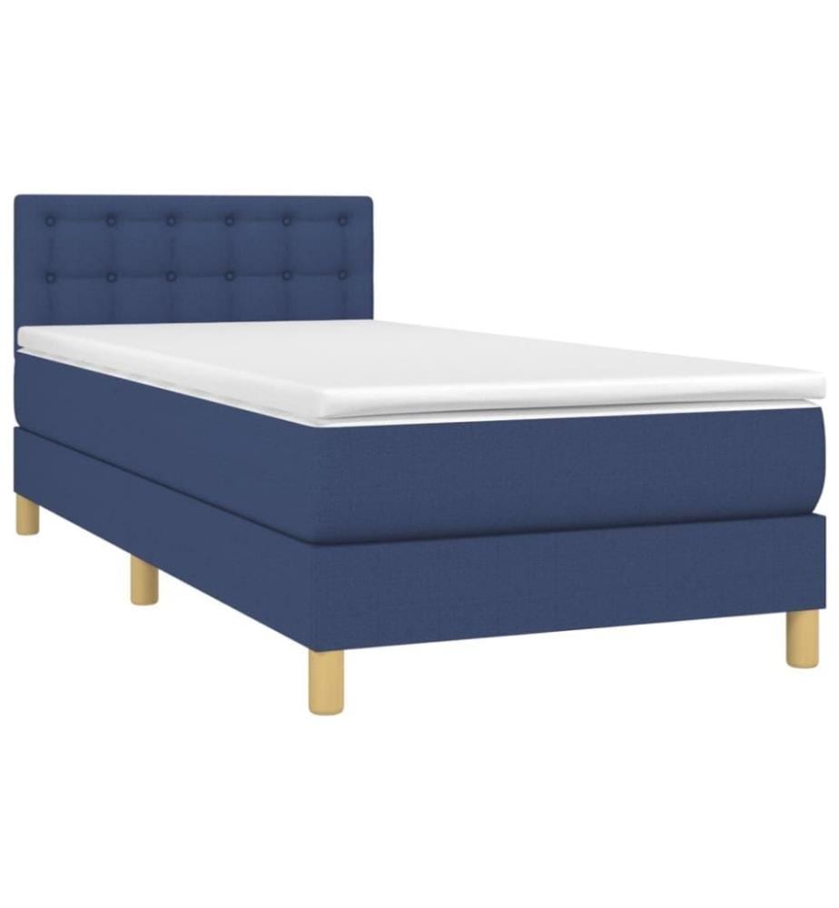 Sommier tapissier avec matelas et LED Bleu 80x200cm Tissu