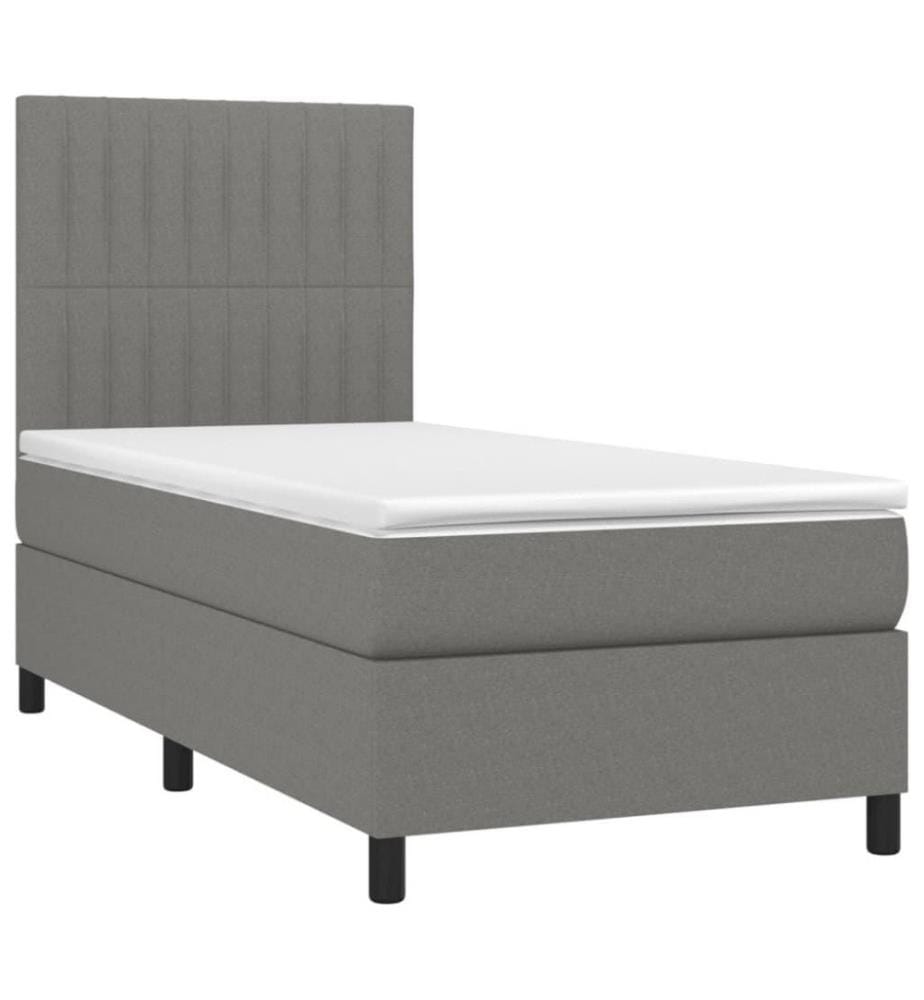 Boxspringbett mit Matratze & LED Dunkelgrau 100x200 cm Stoff
