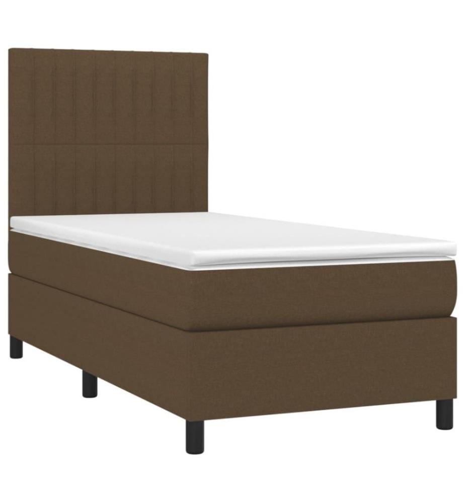 Boxspringbett mit Matratze & LED Dunkelbraun 100x200 cm Stoff
