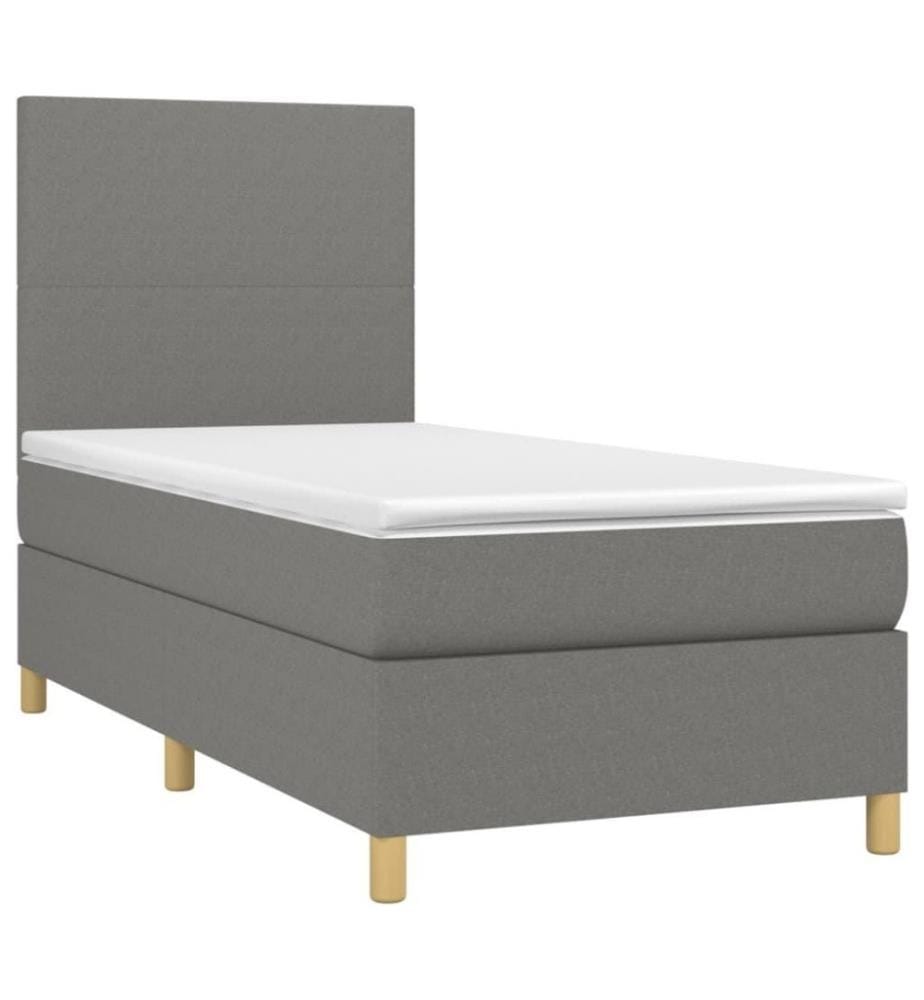 Boxspringbett mit Matratze & LED Dunkelgrau 100x200 cm Stoff