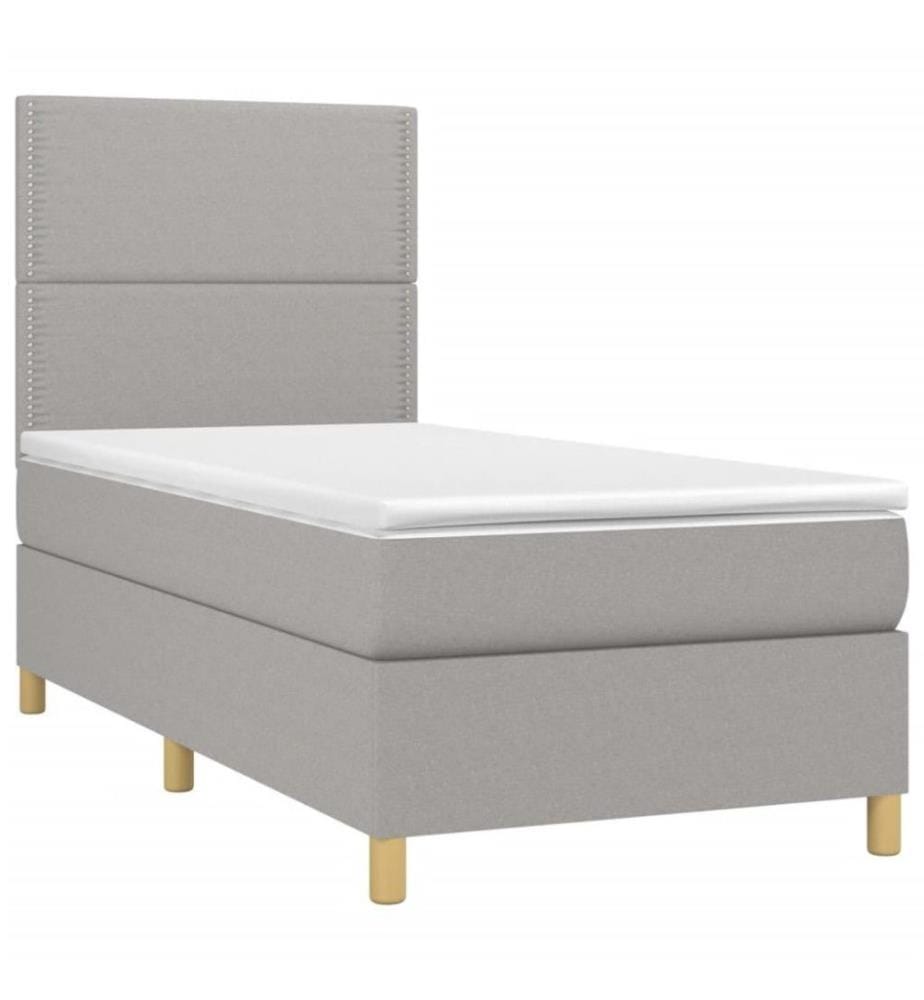 Boxspringbett mit Matratze & LED Hellgrau 100x200 cm Stoff