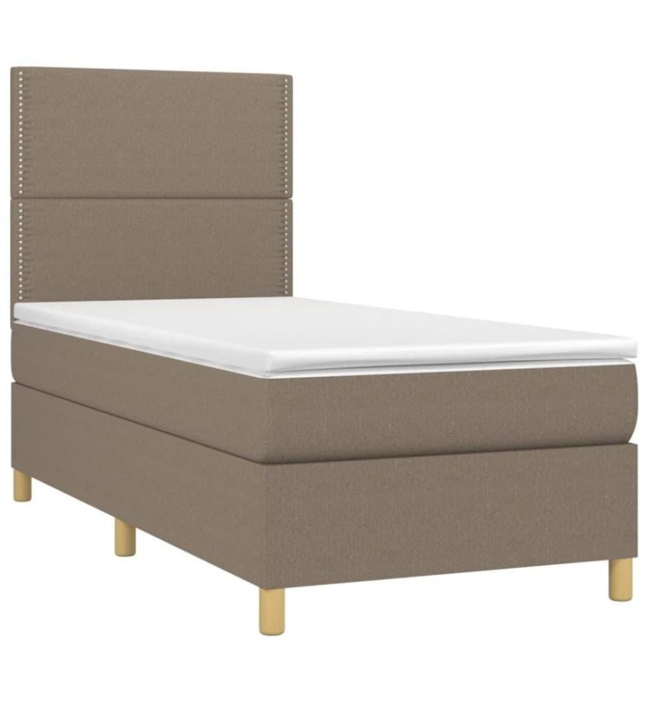 Boxspringbett mit Matratze & LED Taupe 100x200 cm Stoff