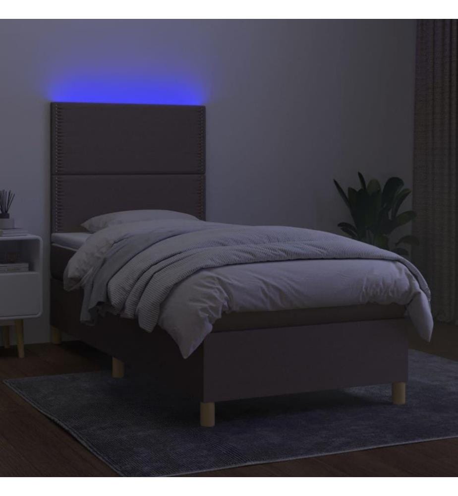 Boxspringbett mit Matratze & LED Taupe 100x200 cm Stoff