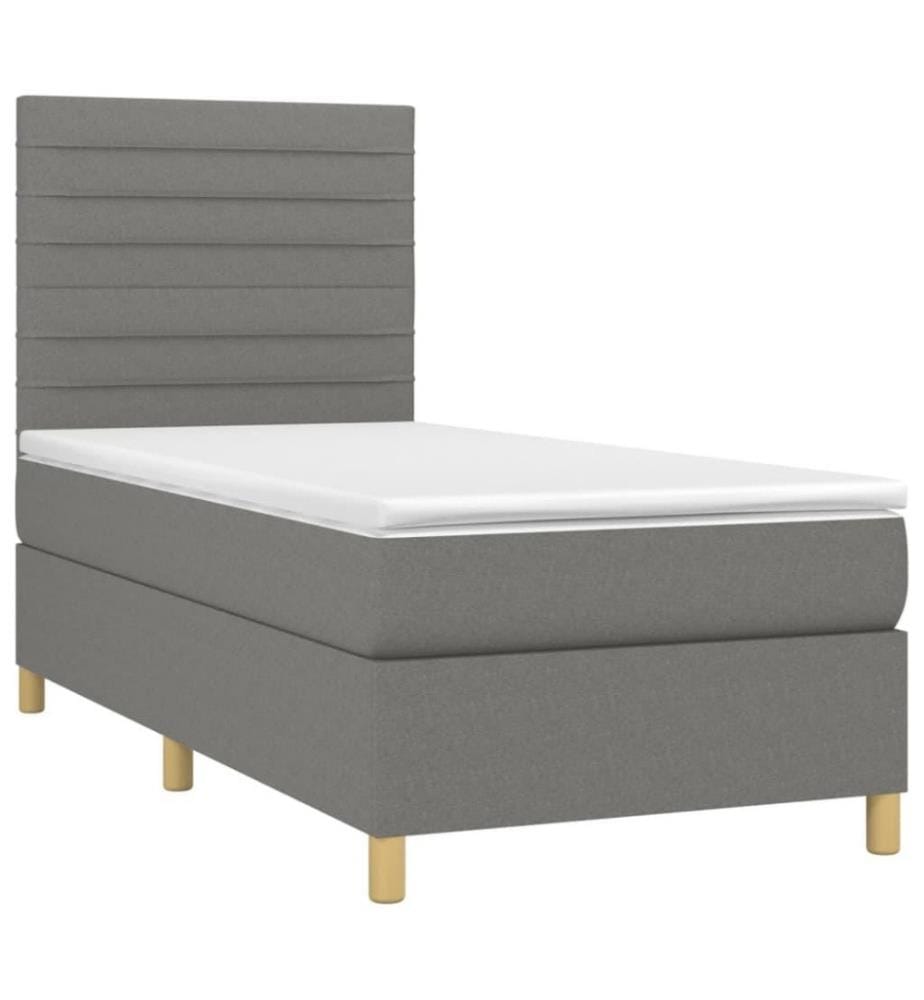 Boxspringbett mit Matratze & LED Dunkelgrau 100x200 cm Stoff