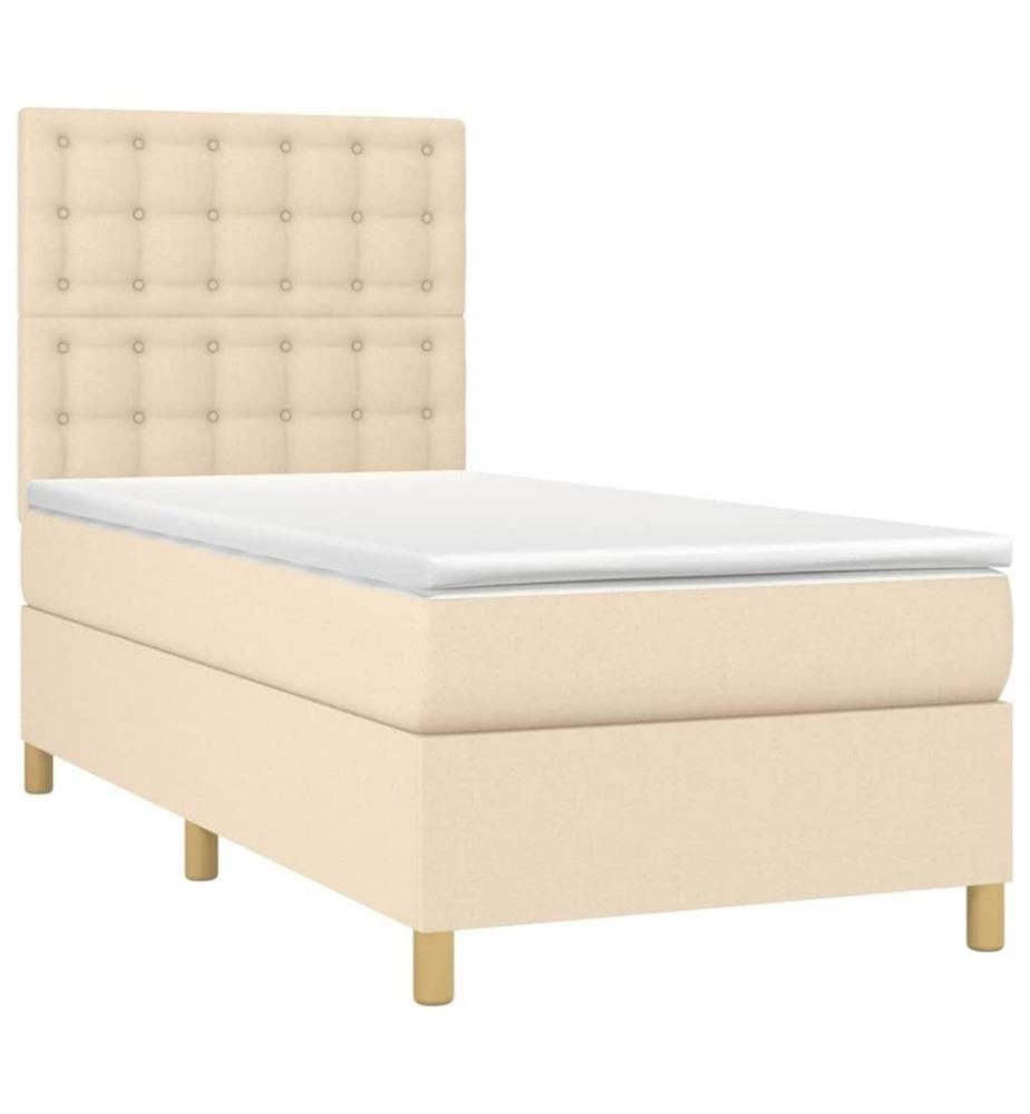 Boxspringbett mit Matratze & LED Creme 100x200 cm Stoff
