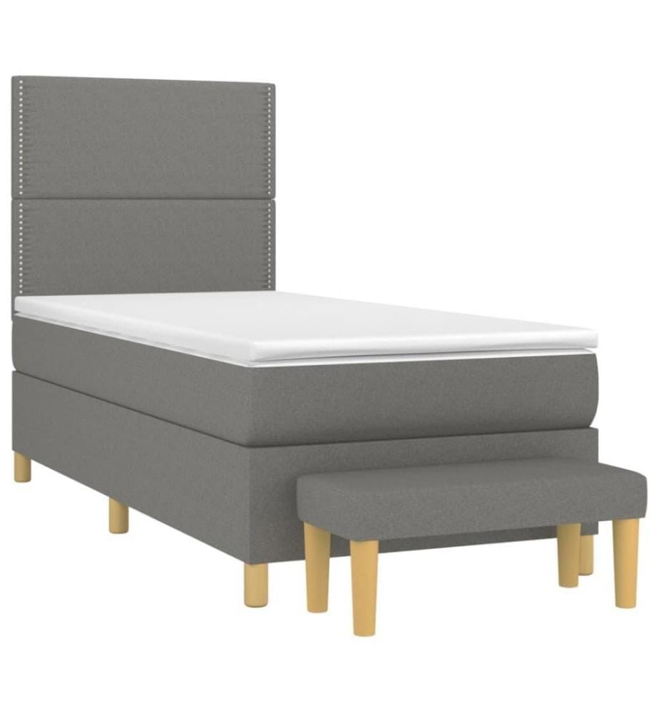 Boxspringbett mit Matratze Dunkelgrau 90x200 cm Stoff