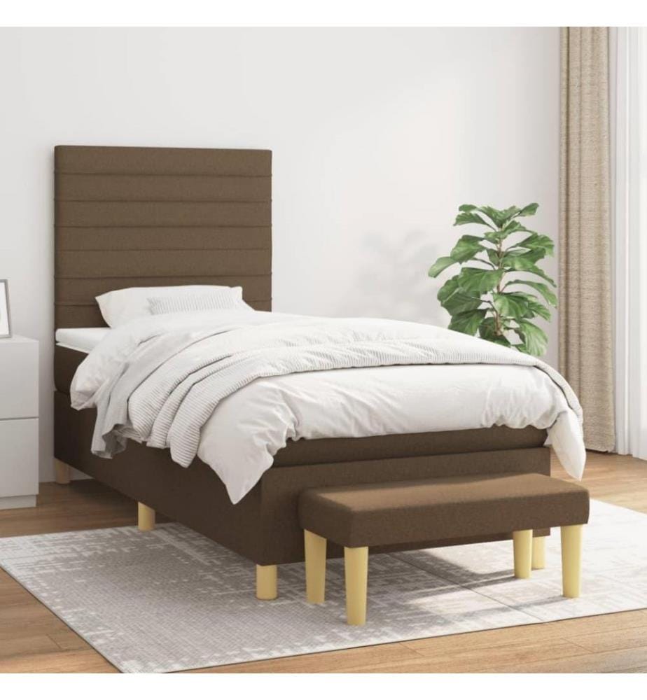 Boxspringbett mit Matratze Dunkelbraun 100x200 cm Stoff