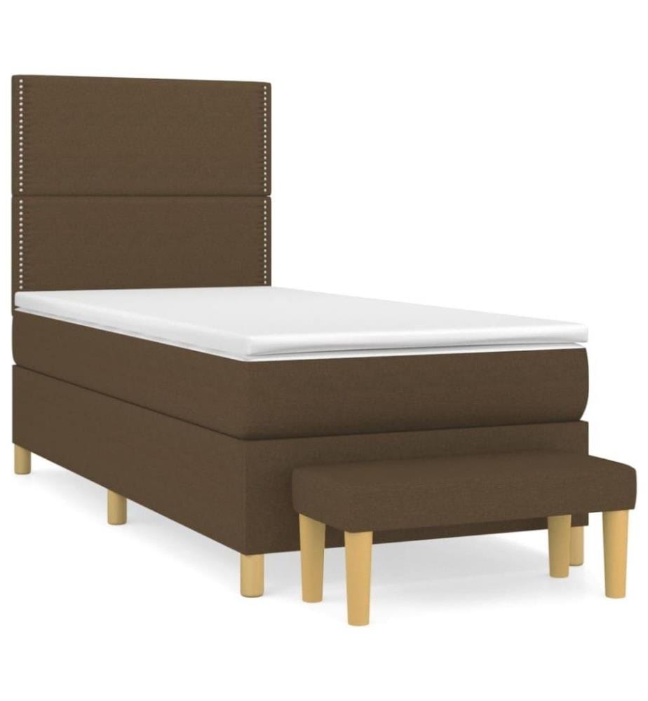 Boxspringbett mit Matratze Dunkelbraun 100x200 cm Stoff
