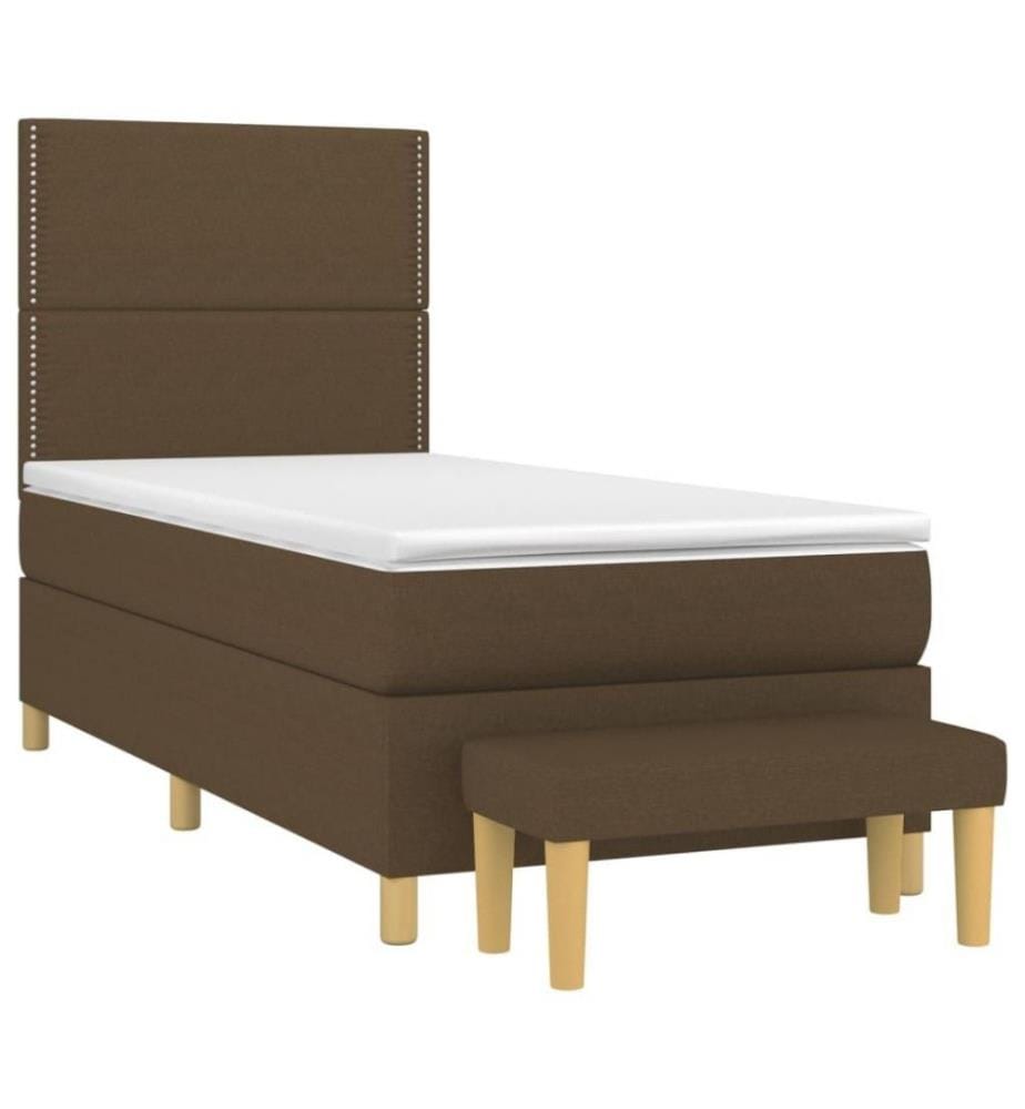 Boxspringbett mit Matratze Dunkelbraun 100x200 cm Stoff