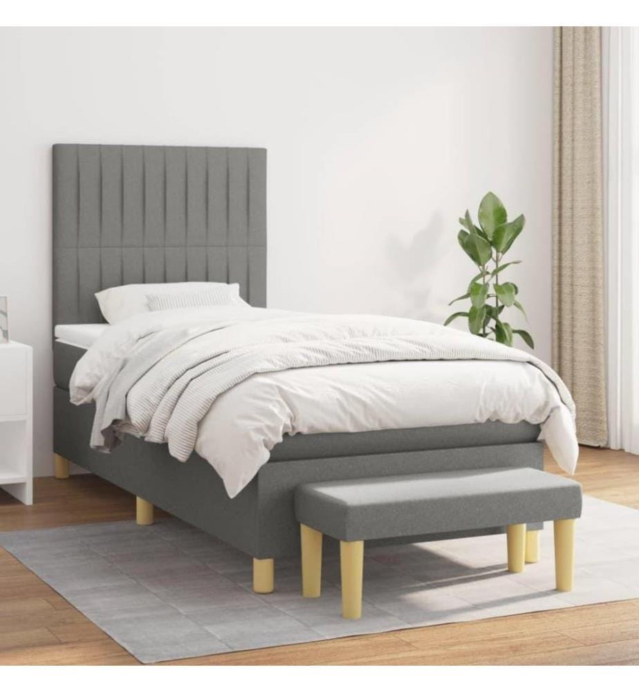 Boxspringbett mit Matratze Dunkelgrau 100x200 cm Stoff