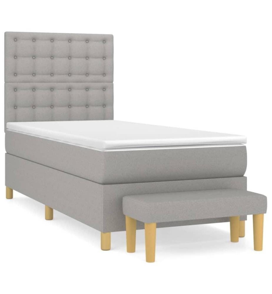 Boxspringbett mit Matratze Hellgrau 100x200 cm Stoff