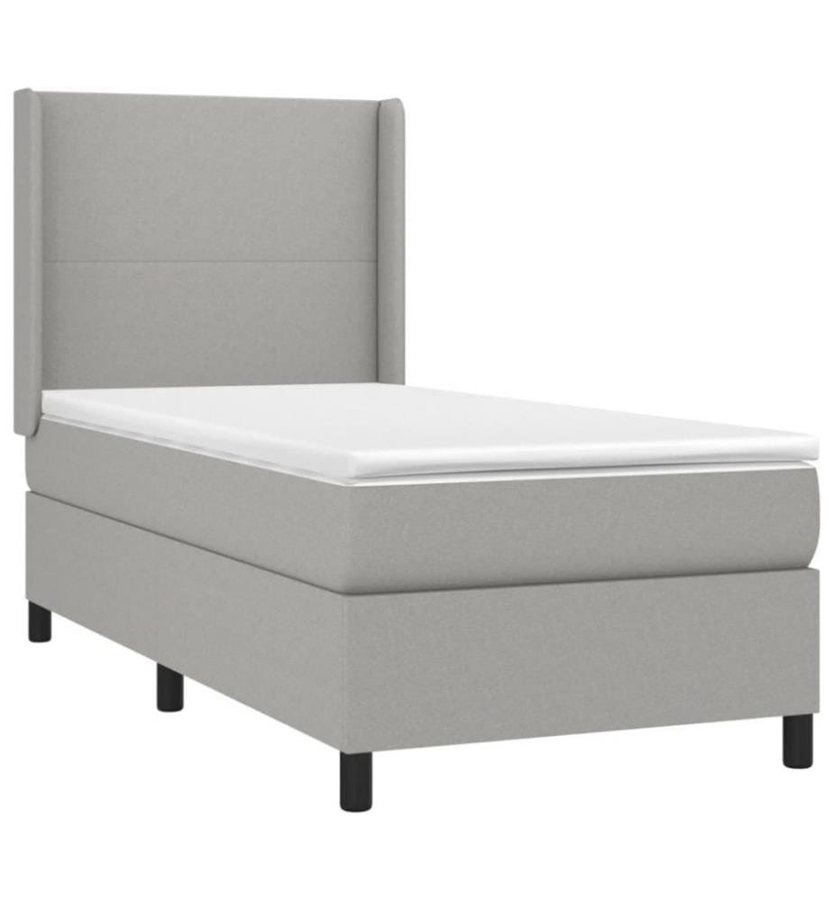Boxspringbett mit Matratze & LED Hellgrau 100x200 cm Stoff