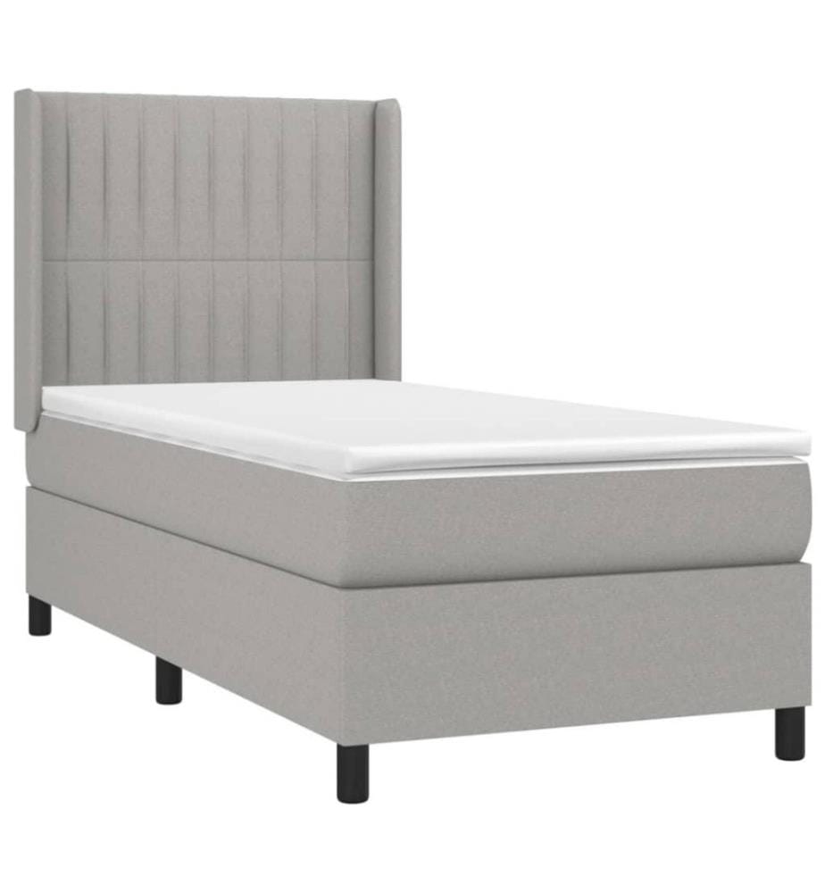 Boxspringbett mit Matratze & LED Hellgrau 100x200 cm Stoff