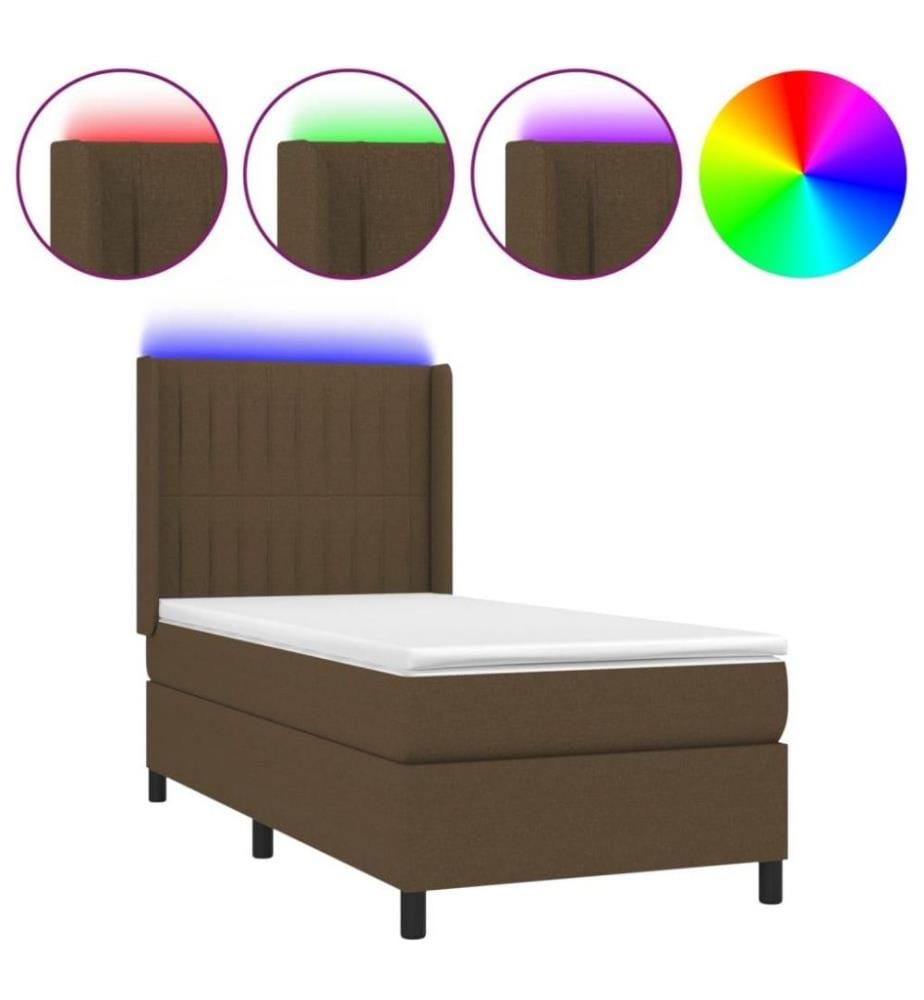 Boxspringbett mit Matratze & LED Dunkelbraun 100x200 cm Stoff