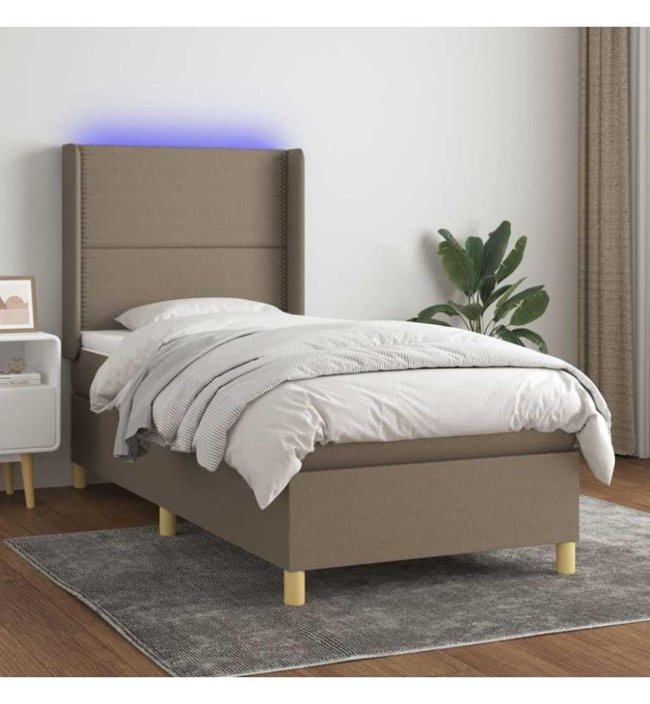 Boxspringbett mit Matratze & LED Taupe 100x200 cm Stoff
