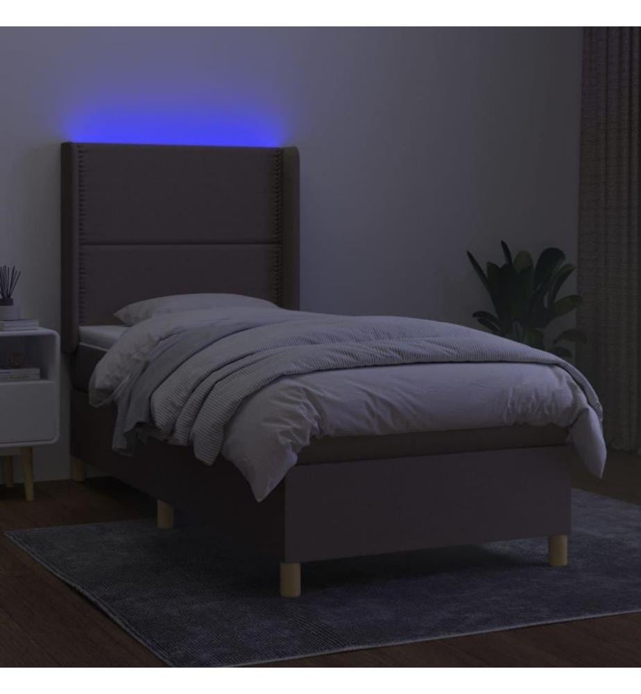 Boxspringbett mit Matratze & LED Taupe 100x200 cm Stoff