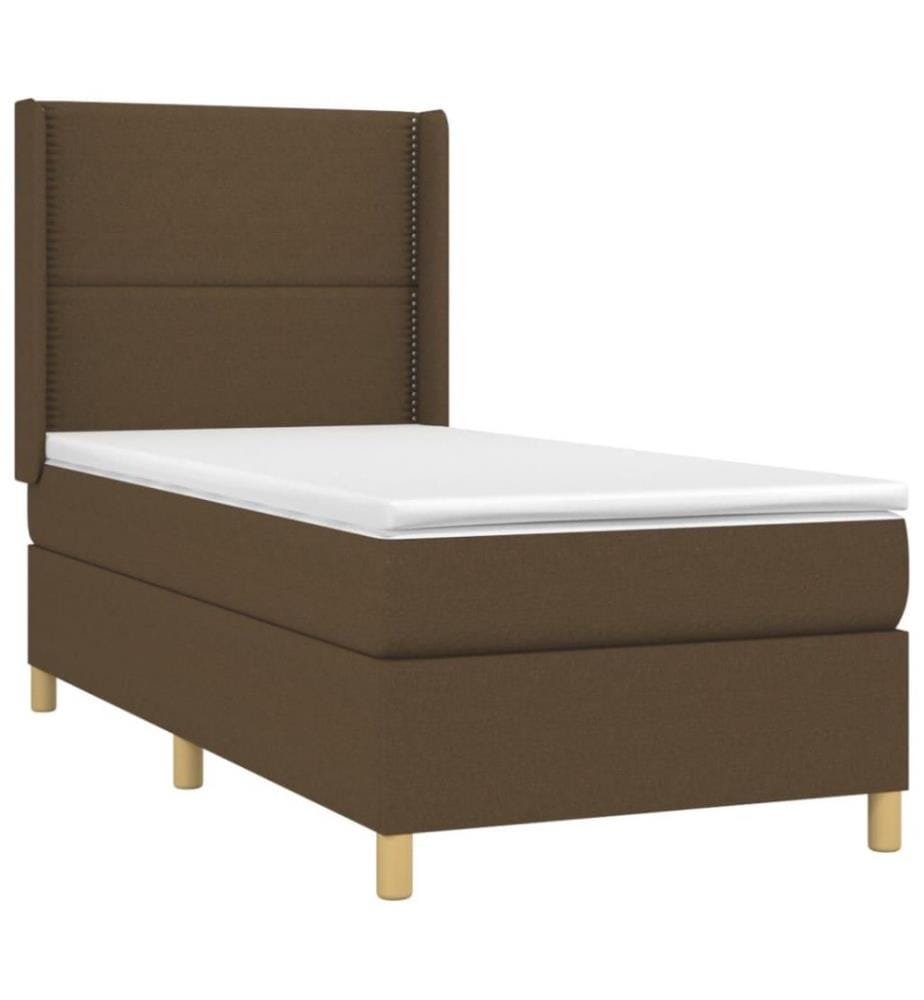 Boxspringbett mit Matratze & LED Dunkelbraun 100x200 cm Stoff