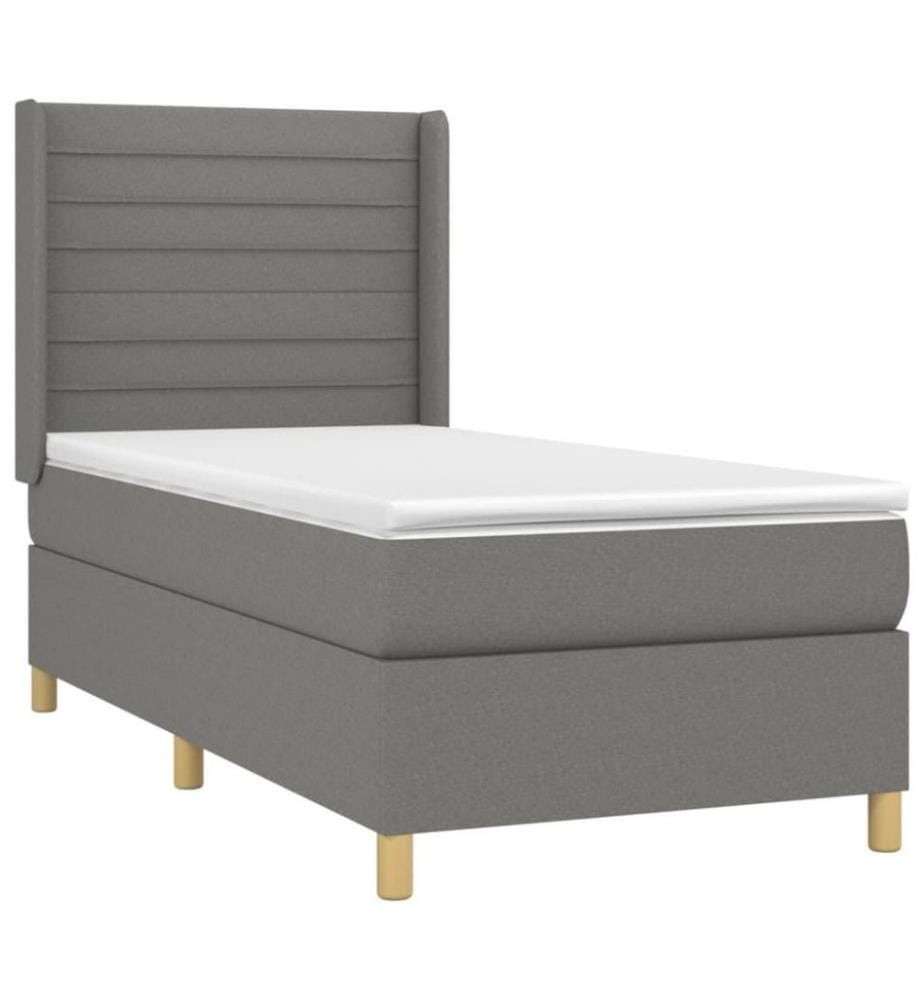 Boxspringbett mit Matratze & LED Dunkelgrau 100x200 cm Stoff