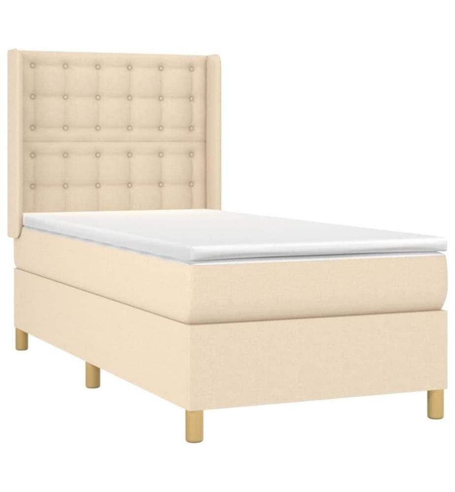 Boxspringbett mit Matratze & LED Creme 100x200 cm Stoff