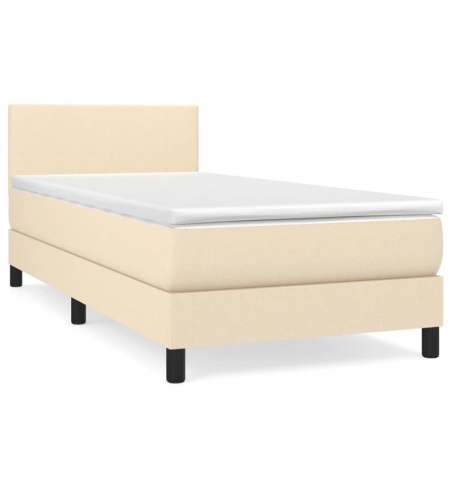 Lit à sommier tapissier avec matelas Crème 90x200 cm Tissu