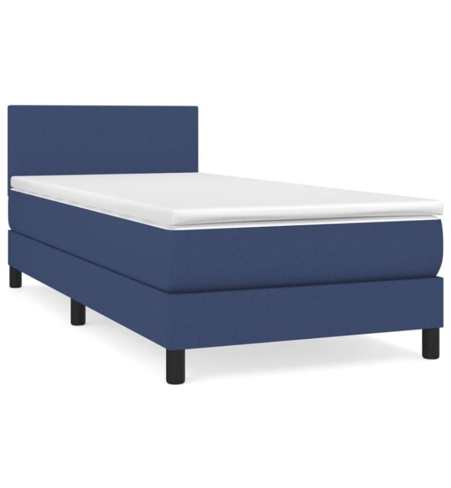 Boxspringbett mit Matratze Blau 100x200 cm Stoff