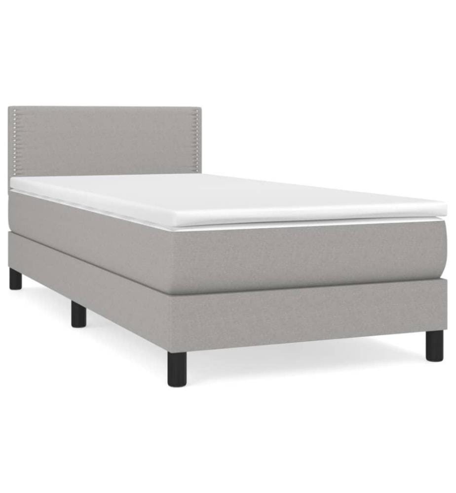 Lit à sommier tapissier avec matelas Gris clair 90x200 cm Tissu