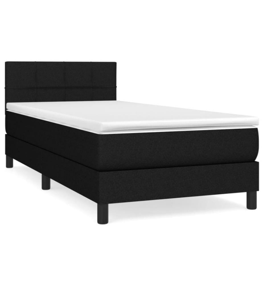 Lit à sommier tapissier avec matelas Noir 90x200 cm Tissu