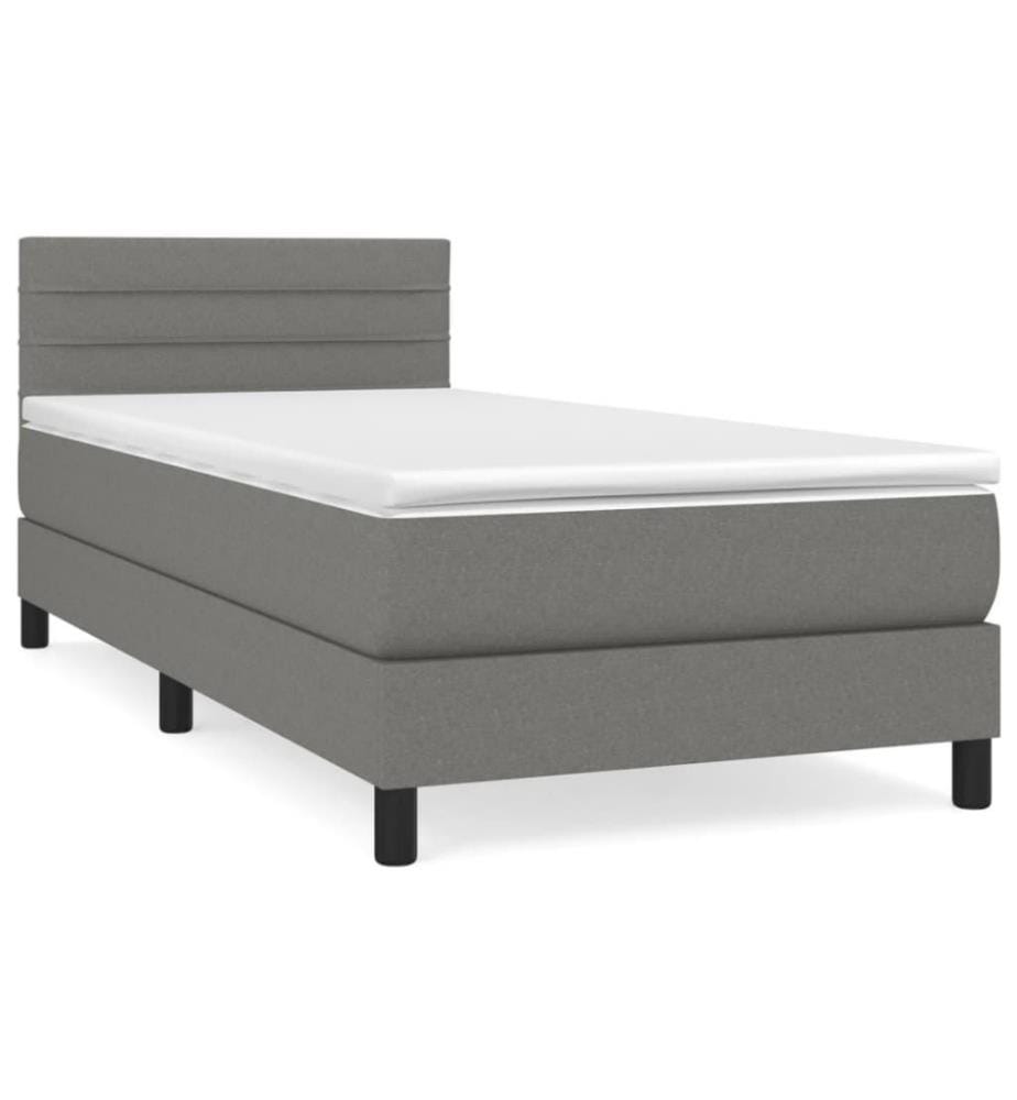 Boxspringbett mit Matratze Dunkelgrau 100x200 cm Stoff