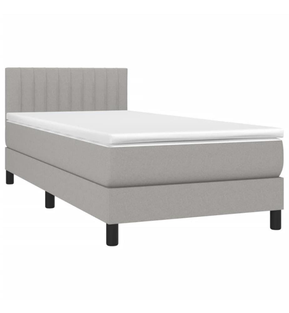 Lit à sommier tapissier avec matelas Gris clair 90x200 cm Tissu