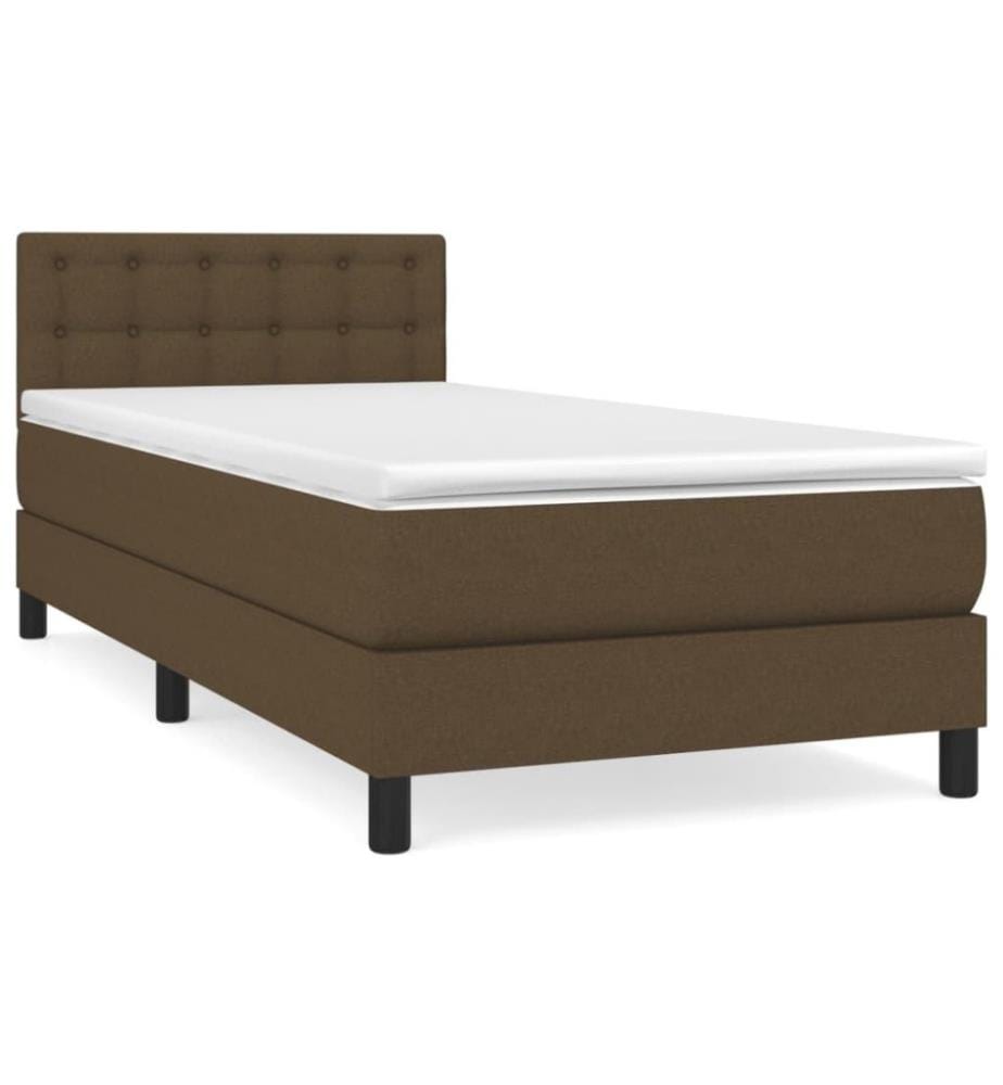 Lit à sommier tapissier avec matelas Marron foncé 90x200 cm