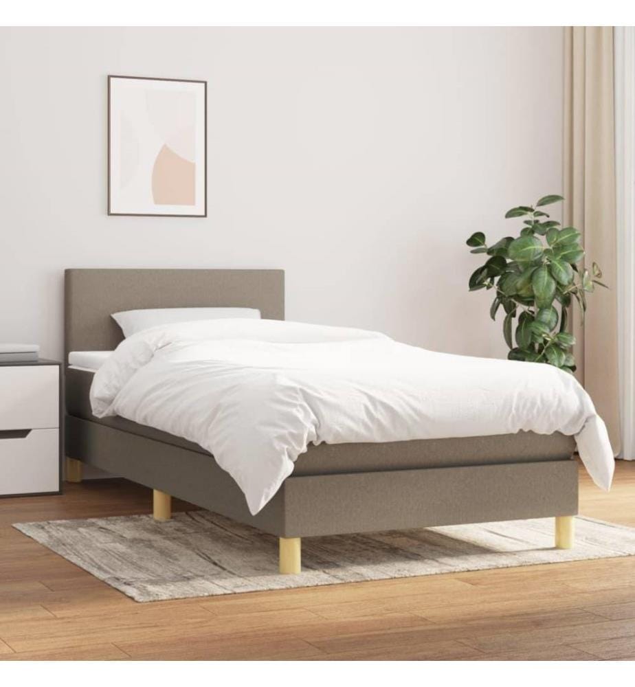 Boxspringbett mit Matratze Taupe 100x200 cm Stoff