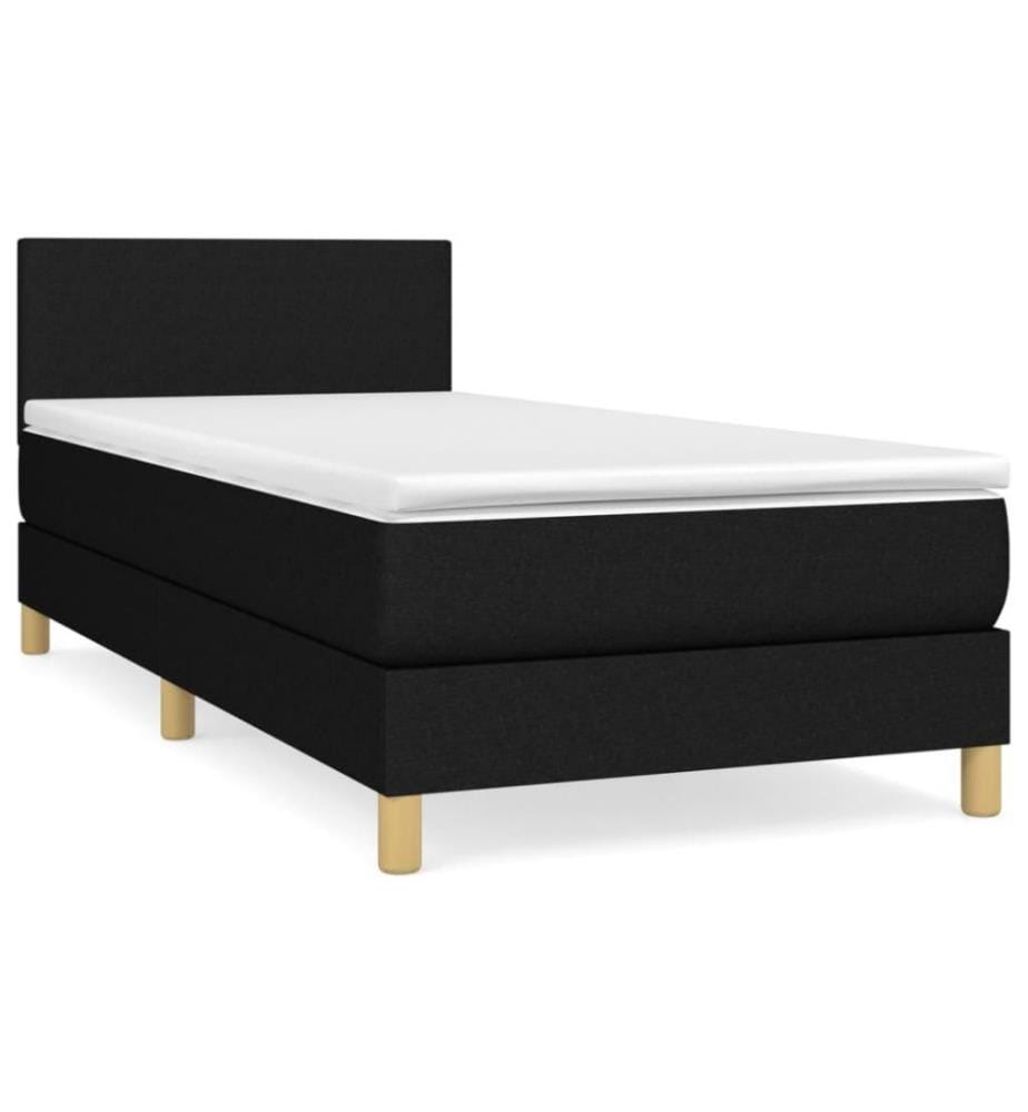 Boxspringbett mit Matratze Schwarz 100x200 cm Stoff