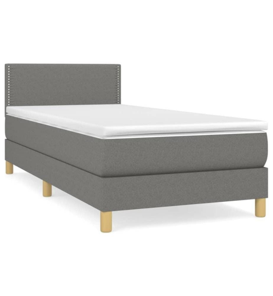 Boxspringbett mit Matratze Dunkelgrau 80x200 cm Stoff