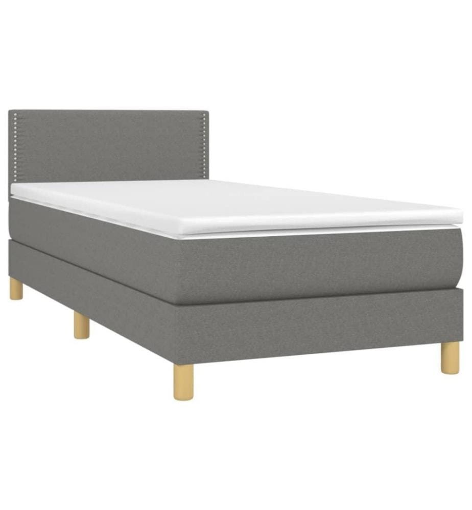 Boxspringbett mit Matratze Dunkelgrau 80x200 cm Stoff