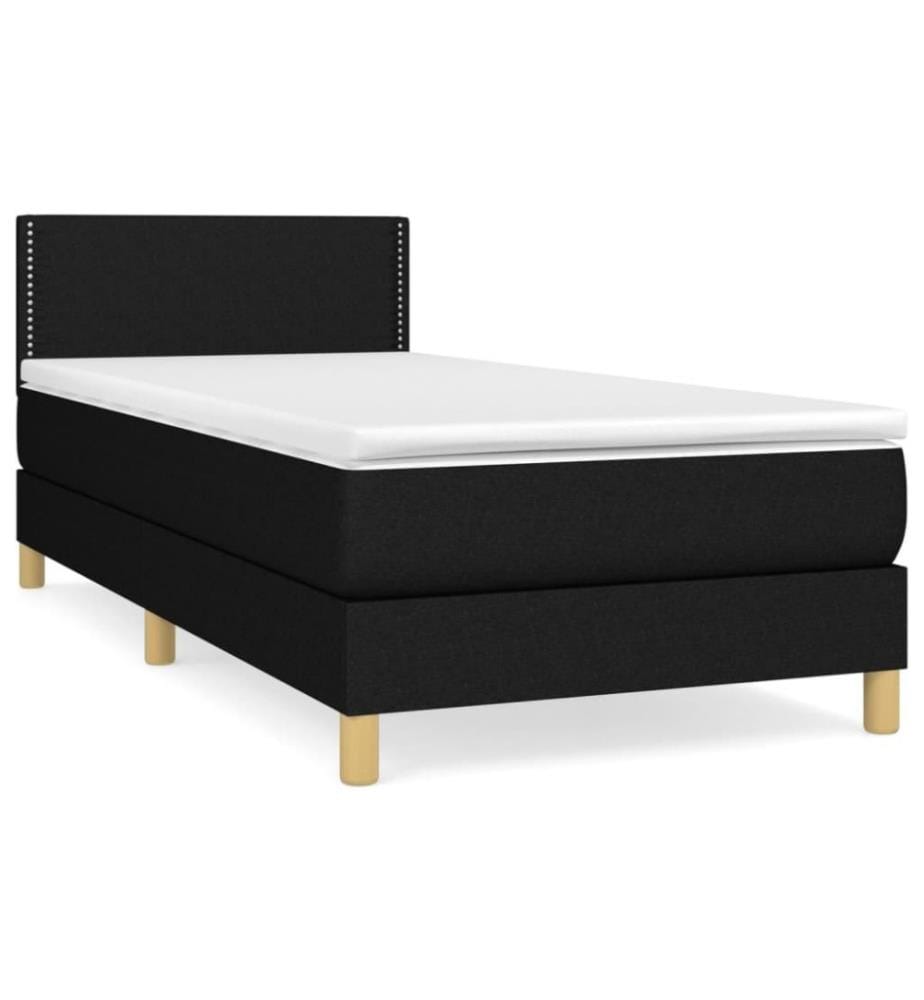 Boxspringbett mit Matratze Schwarz 100x200 cm Stoff