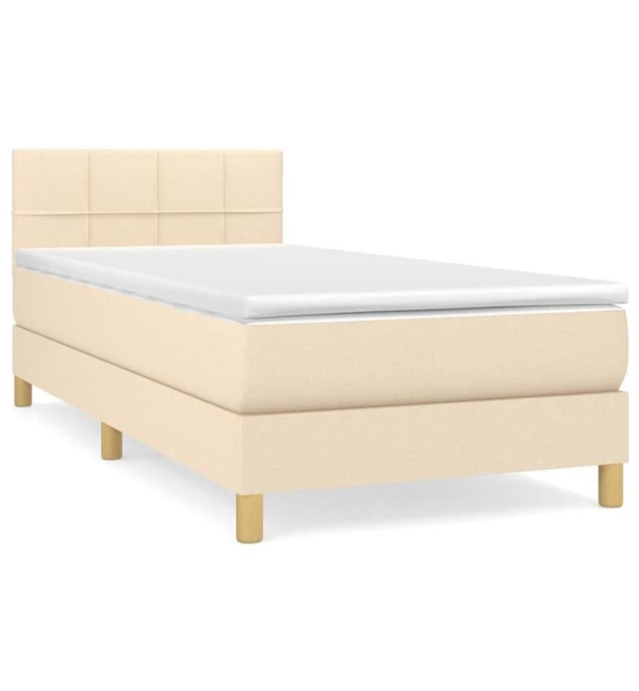 Boxspringbett mit Matratze Creme 100x200 cm Stoff