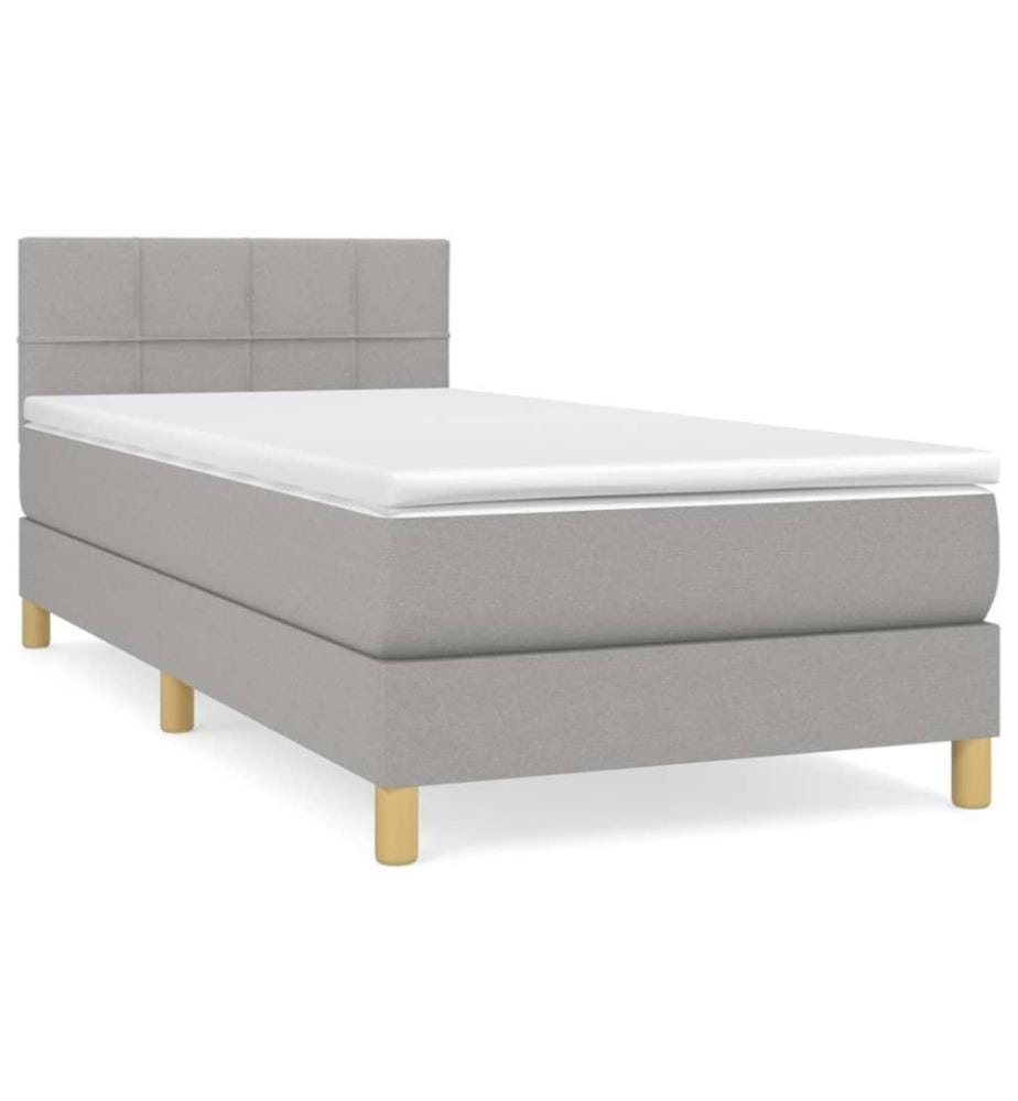 Lit à sommier tapissier avec matelas Gris clair 90x200 cm Tissu