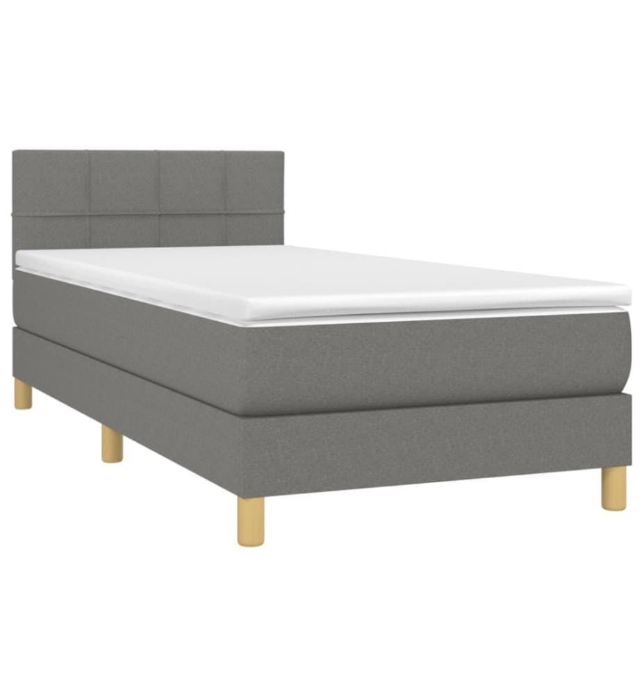Boxspringbett mit Matratze Dunkelgrau 100x200 cm Stoff